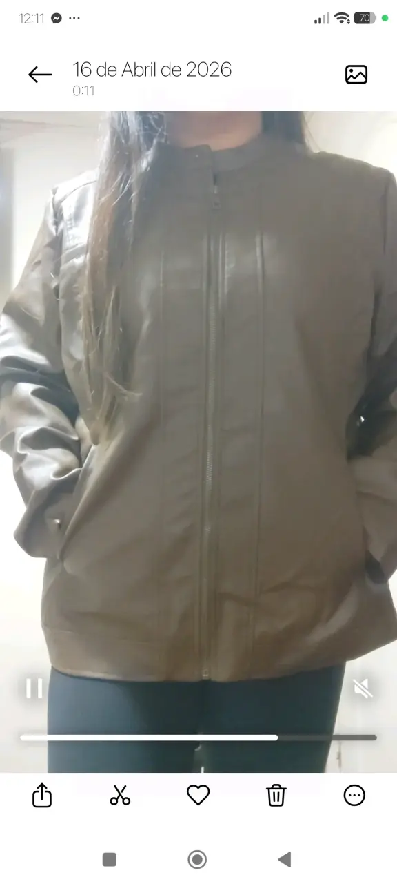 Chaqueta de cuero sintético marrón para hombre - 2