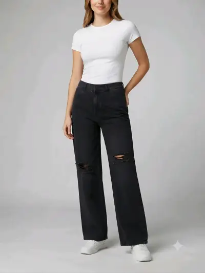 Jeans negros desgastados Americanino - miniatura 2