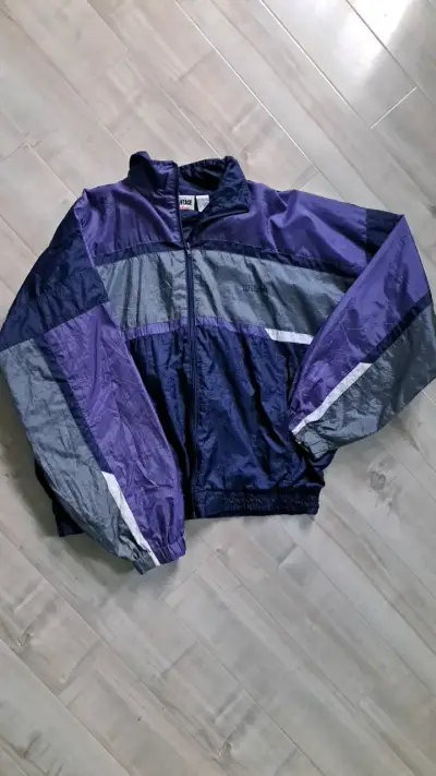 Chaqueta cortaviento vintage azul y gris - miniatura 1
