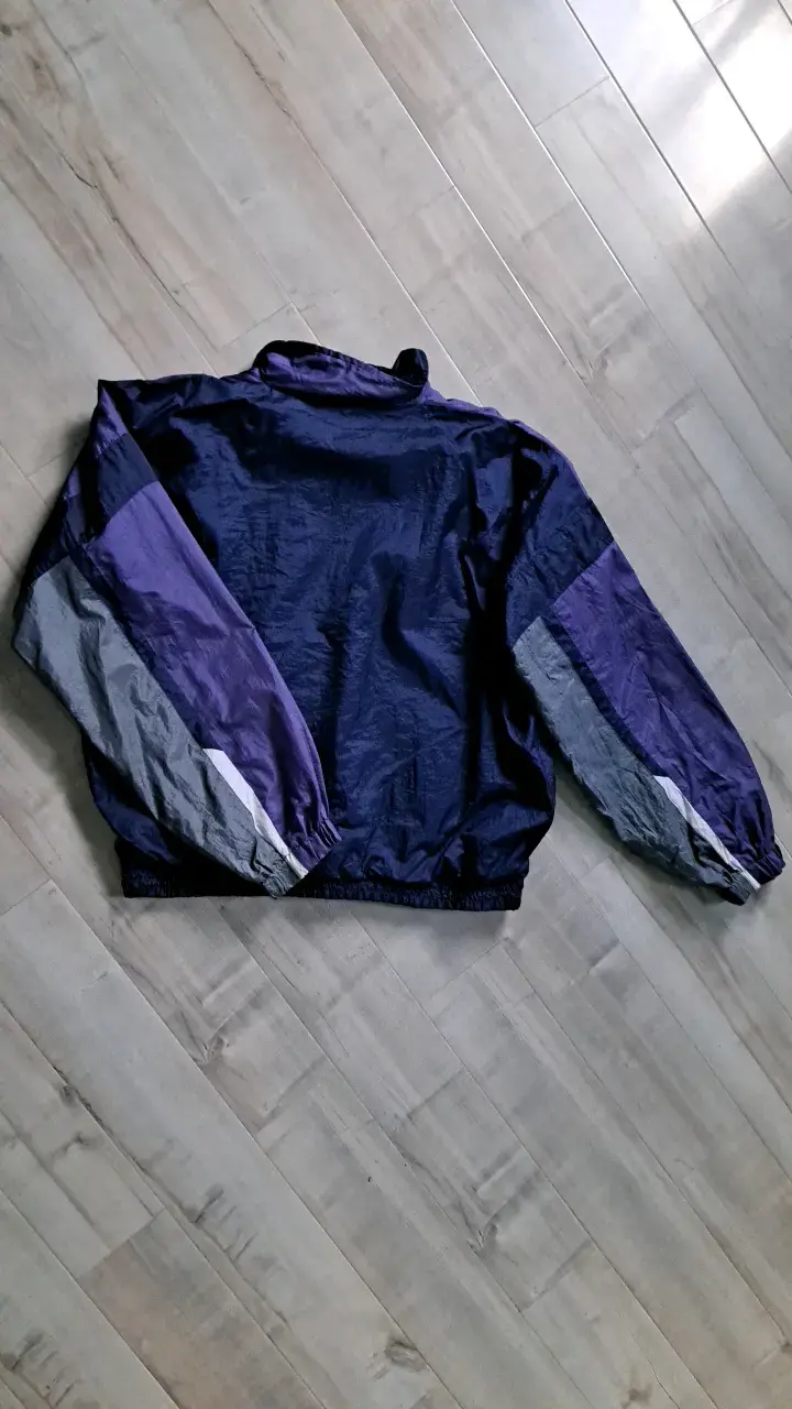 Chaqueta cortaviento vintage azul y gris - 2