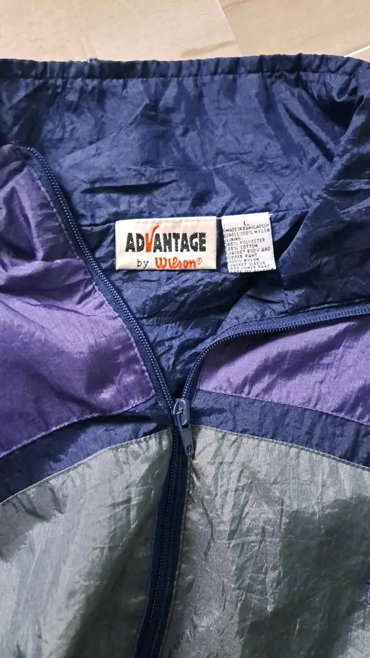 Chaqueta cortaviento vintage azul y gris - 3