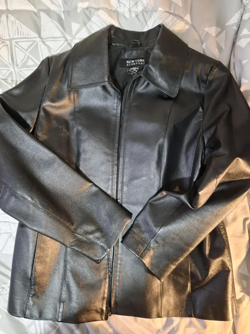 Chaqueta de cuero negra New York & Company M - 1