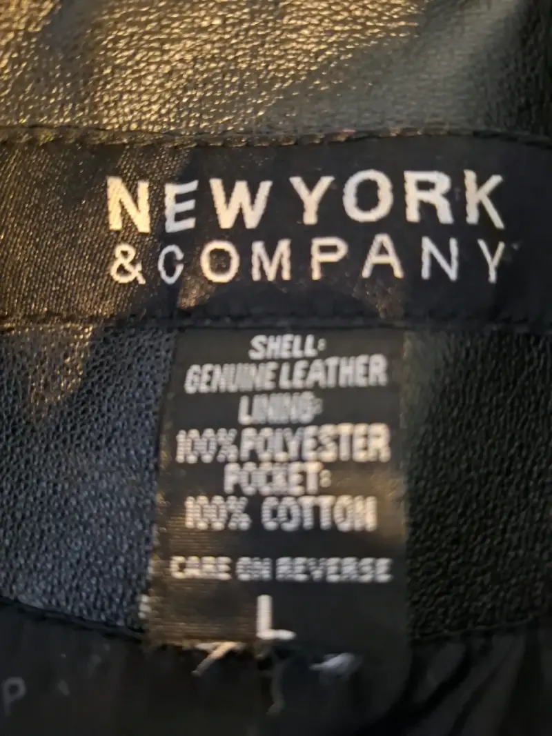 Chaqueta de cuero negra New York & Company M - 3