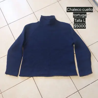 Chaleco azul cuello tortuga talla L (o permuto) - miniatura 1