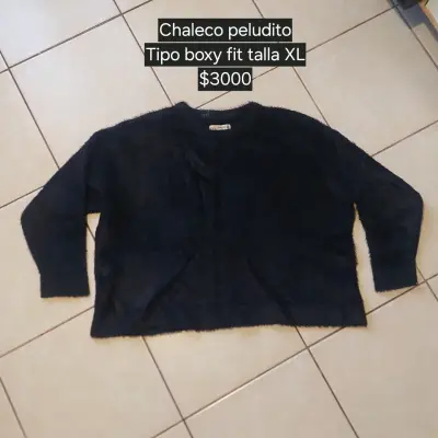 Chaleco peludito boxy fit negro XL - miniatura 1