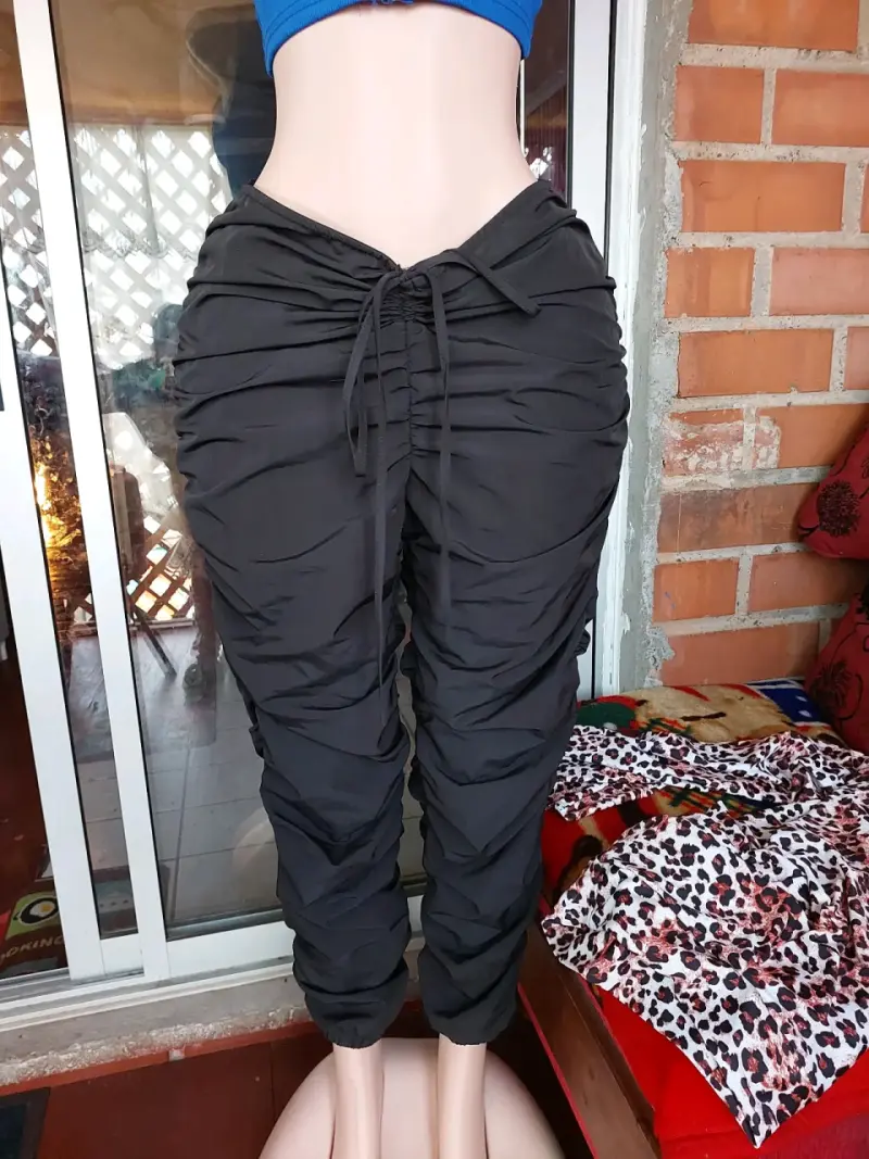 Calza negra ajustados para mujer acanelado tipo fl - 2
