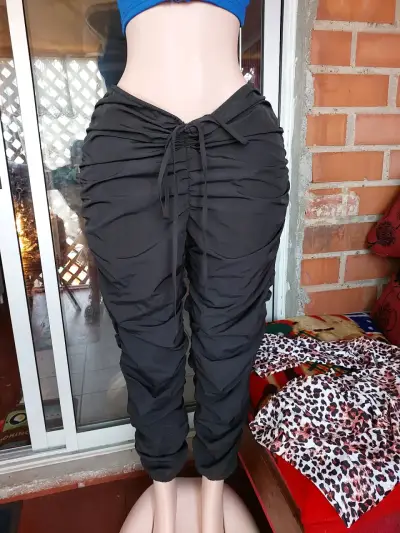 Calza negra ajustados para mujer acanelado tipo fl - miniatura 2