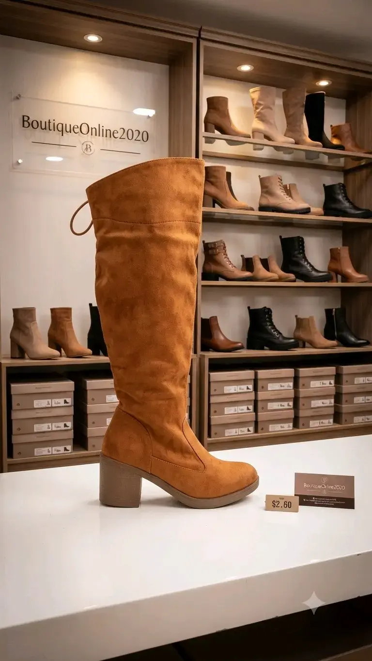 Botas altas de gamuza color camel