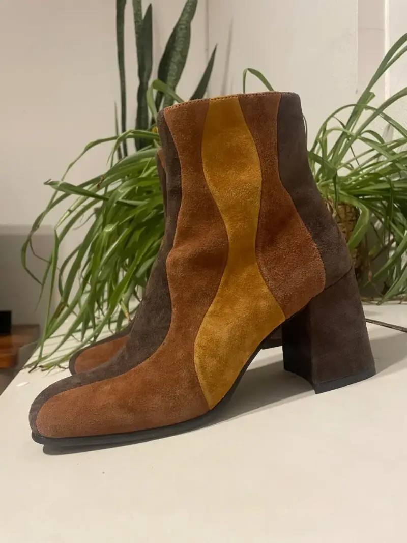 Botines de gamuza multicolor con tacón - 2