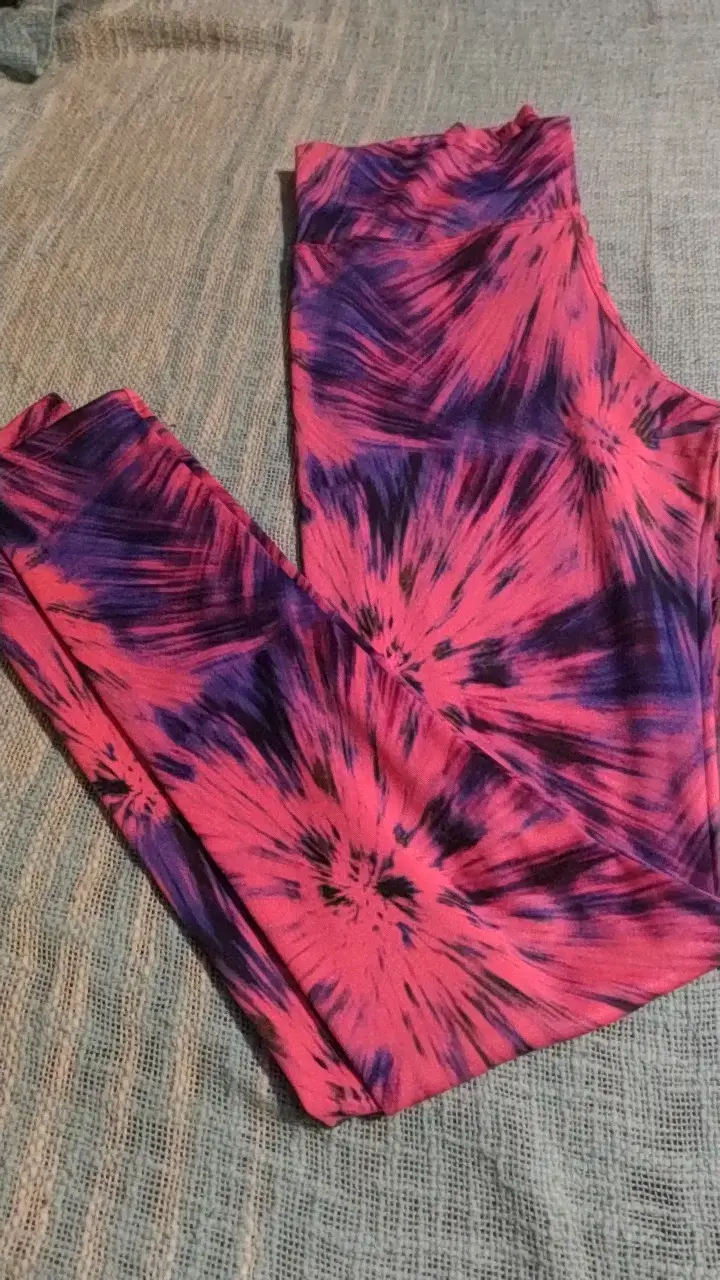 Leggings deportivos tie-dye rosa y morado - 1