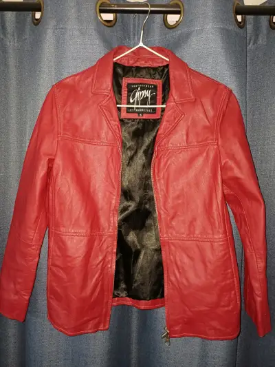 Chaqueta de cuero roja Gypsy para mujer - miniatura 1