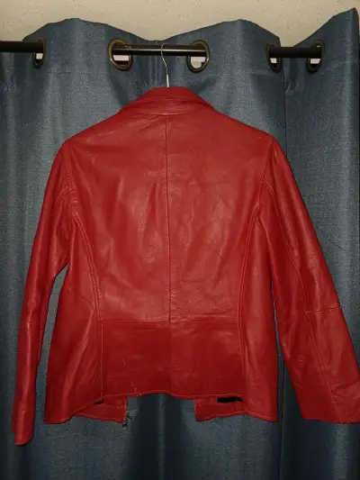Chaqueta de cuero roja Gypsy para mujer - miniatura 3