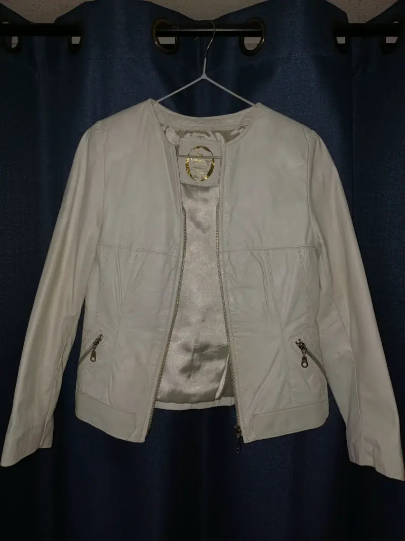 Chaqueta de cuero blanca para mujer - 1