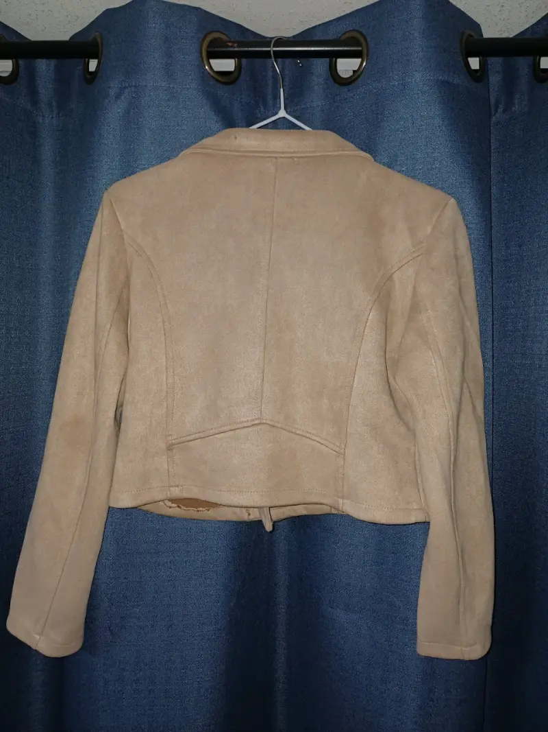 Chaqueta biker beige con cierre metálico - 3