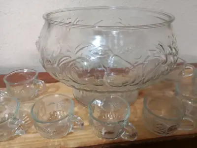 Set de ponchera de vidrio con 9 tazas, sin cucharo - miniatura 1