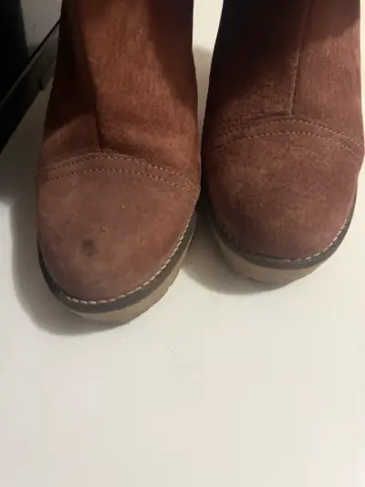 Botines de gamuza con puño tejido marrón - miniatura 4