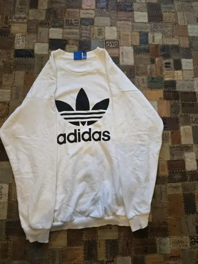 Polerón blanco Adidas con logo grande - miniatura 1