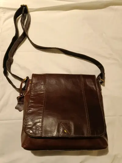 Bolso bandolera de cuero marrón vintage - miniatura 1