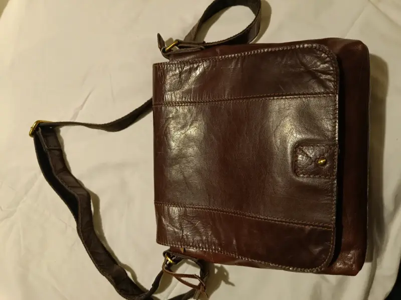 Bolso bandolera de cuero marrón vintage - 2