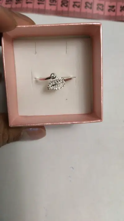 Anillo de plata con diseño de hoja plata 925 - miniatura 1