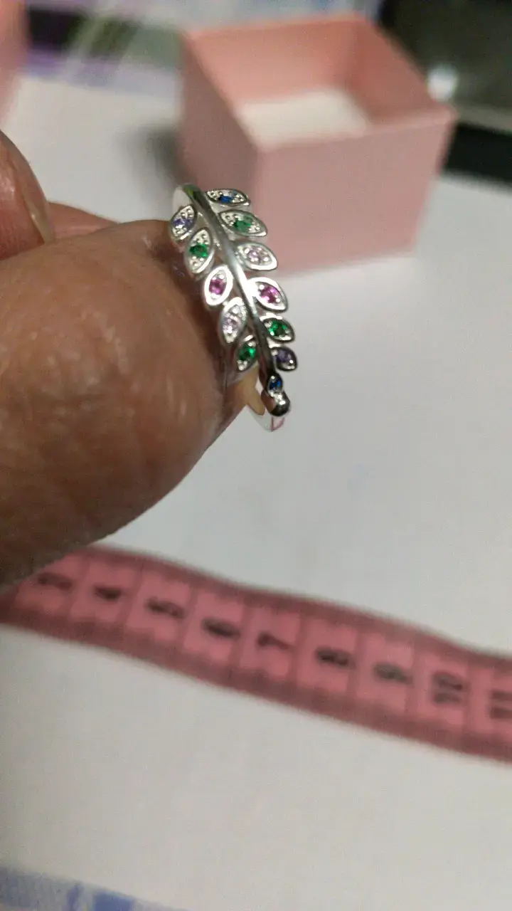 Anillo de plata 925 con diseño de hoja - 4