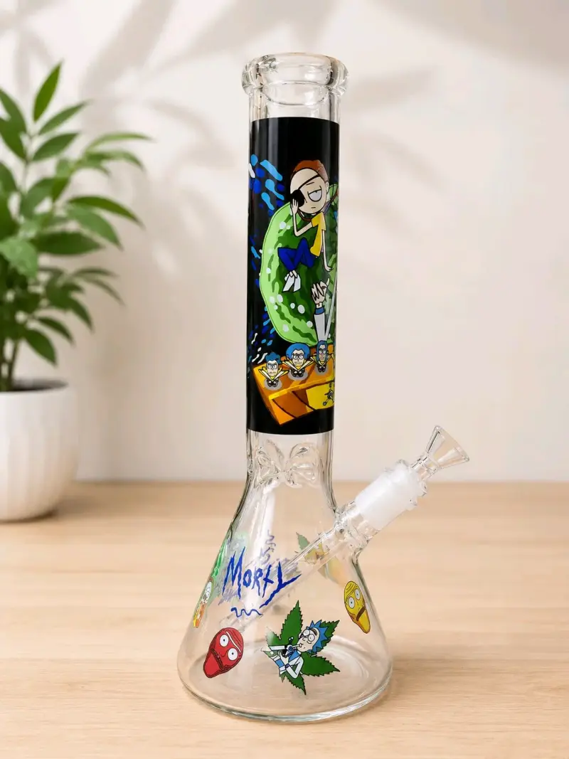 Bong de vidrio con diseño animado