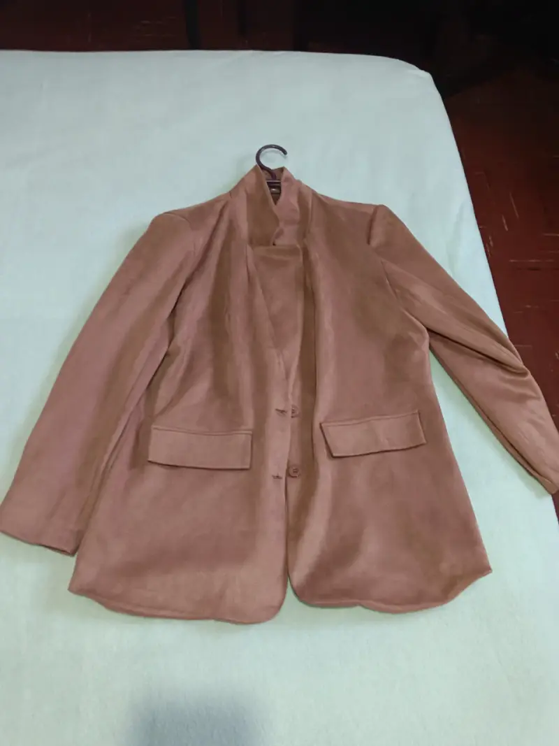 Blazer de gamuza marrón para mujer - 1