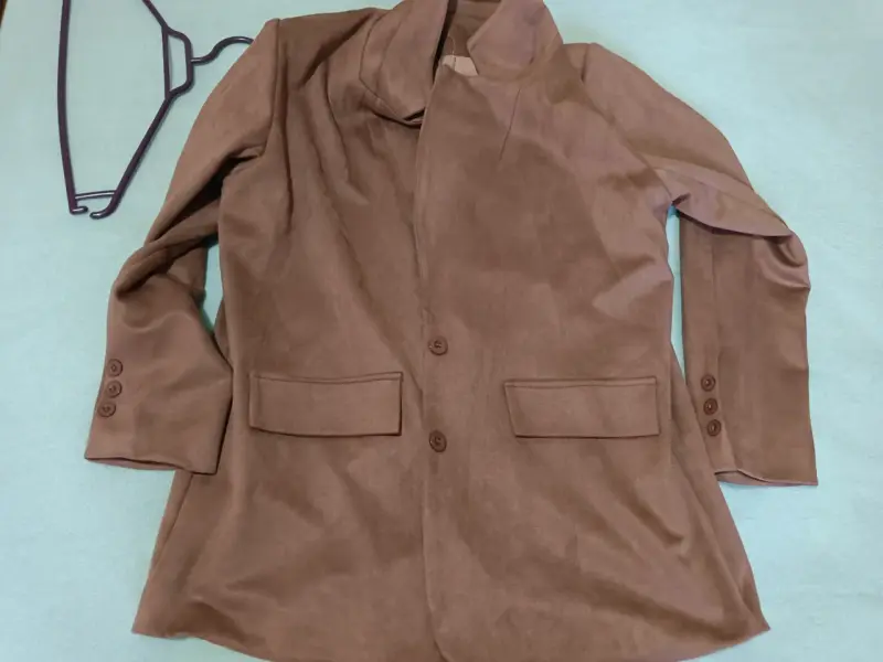 Blazer de gamuza marrón para mujer - 2