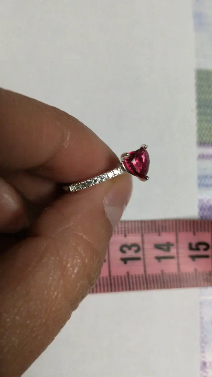 Anillo de plata con corazón rojo - 2