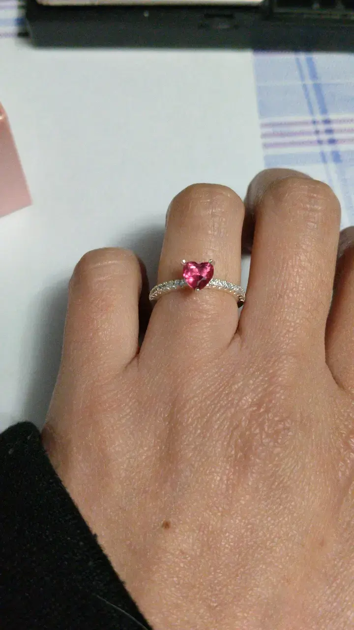 Anillo de plata con corazón rojo - 4