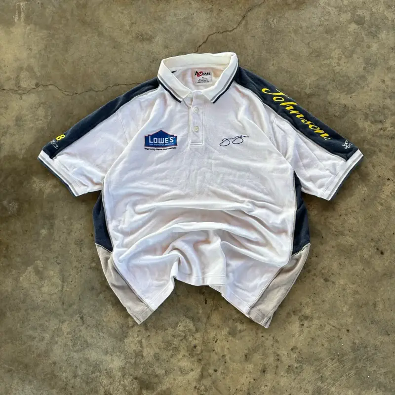 Polera polo NASCAR Lowe's blanca y azul - 1