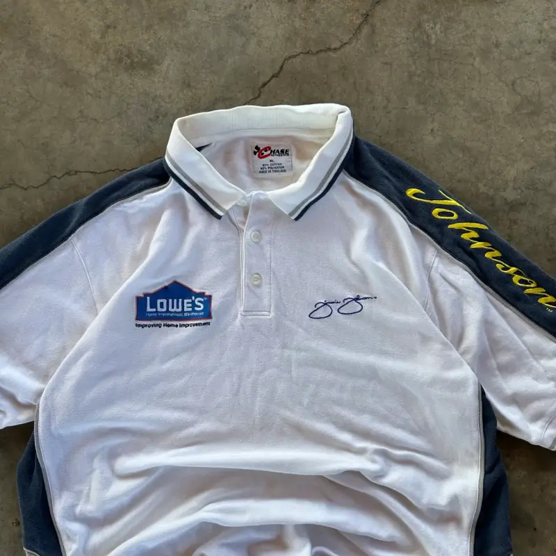 Polera polo NASCAR Lowe's blanca y azul - 4