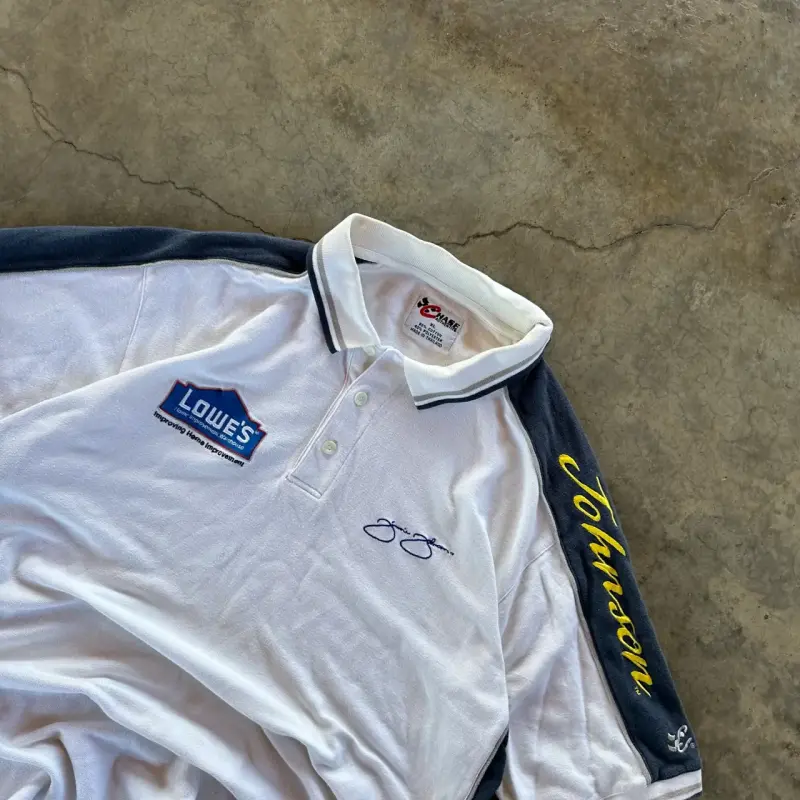 Polera polo NASCAR Lowe's blanca y azul - 5