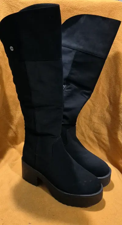 Botas negras de caña alta con plataforma - miniatura 3