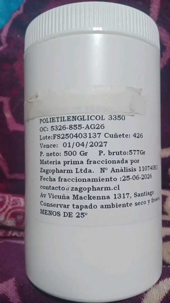 Polietilenglicol 3350 500g para laboratorio - 2