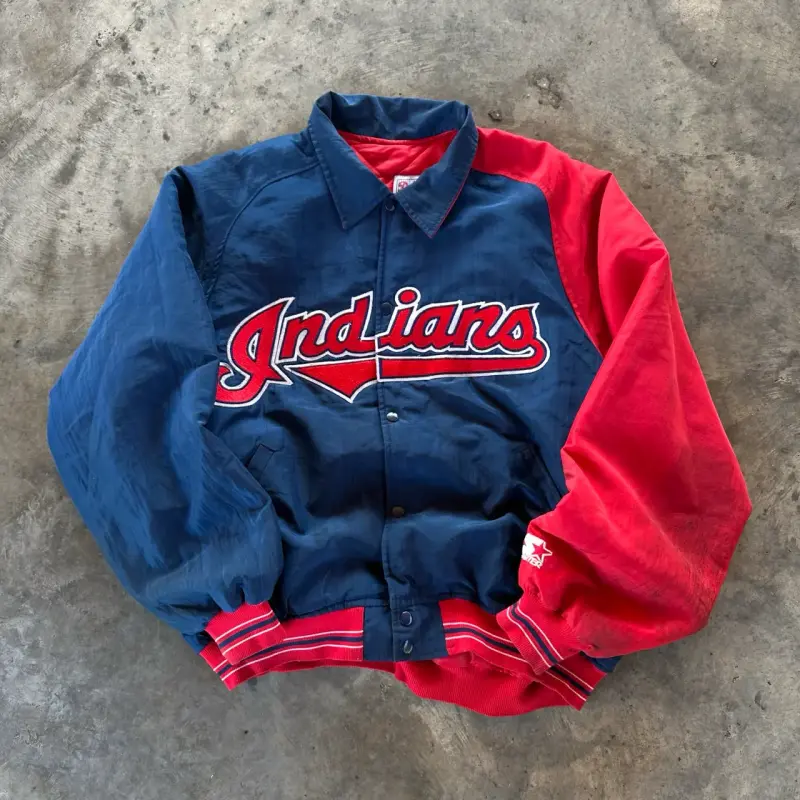 Chaqueta vintage Indians azul y roja - 1