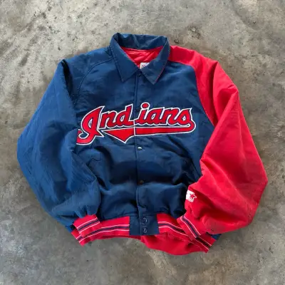 Chaqueta vintage Indians azul y roja - miniatura 1