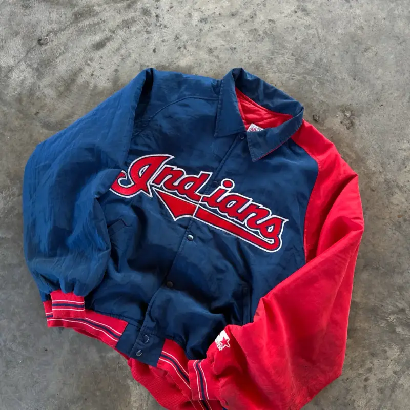 Chaqueta vintage Indians azul y roja - 2