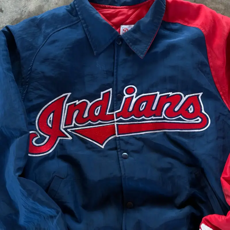 Chaqueta vintage Indians azul y roja - 3