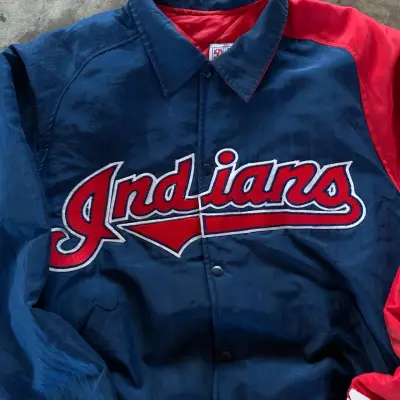Chaqueta vintage Indians azul y roja - miniatura 3