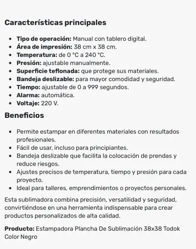 Plancha térmica para sublimación profesional - miniatura 4