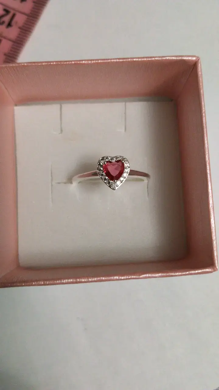 Anillo de plata con corazón rojo - 1