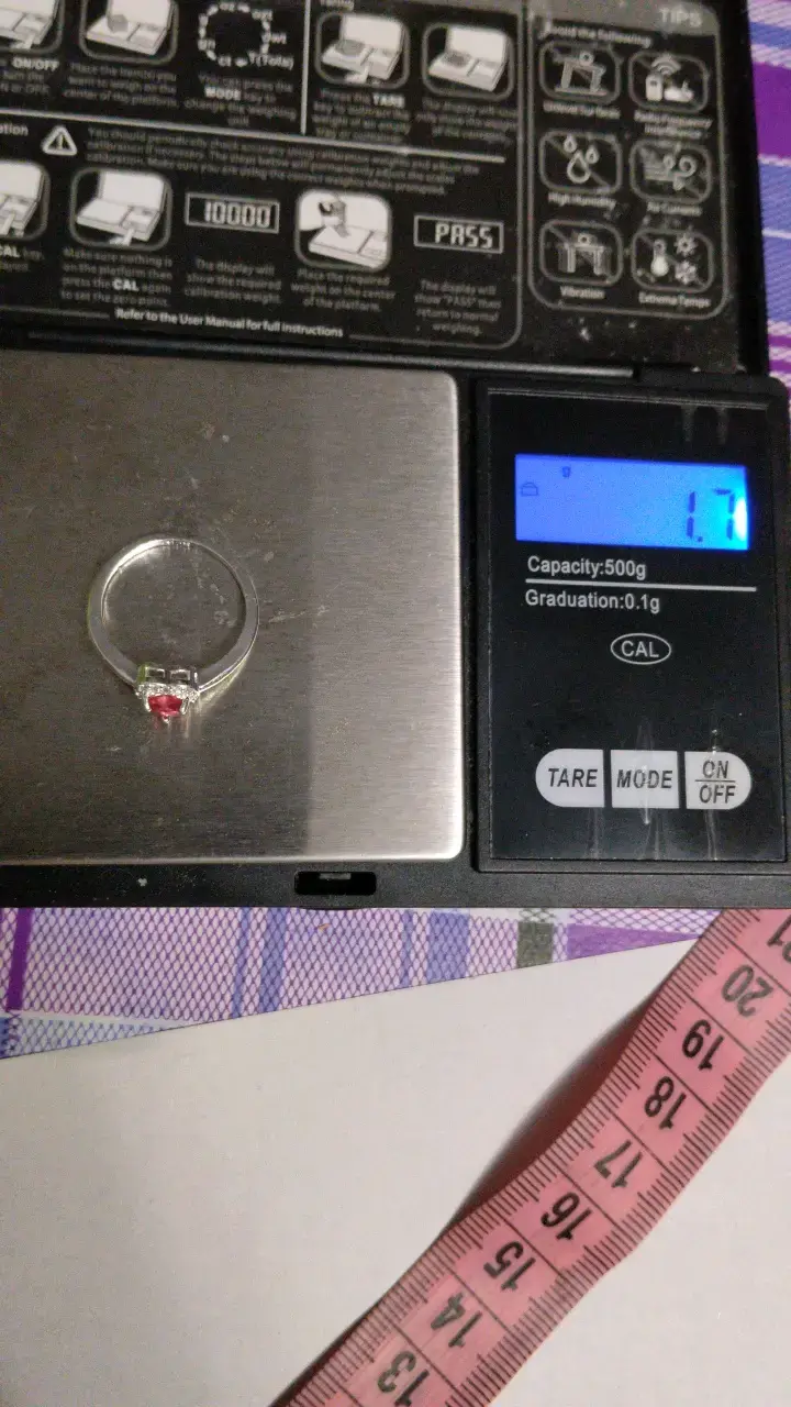 Anillo de plata con corazón rojo - 5