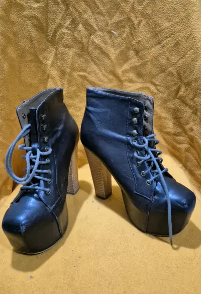 Botines de cuero con plataforma y tacón alto - miniatura 3