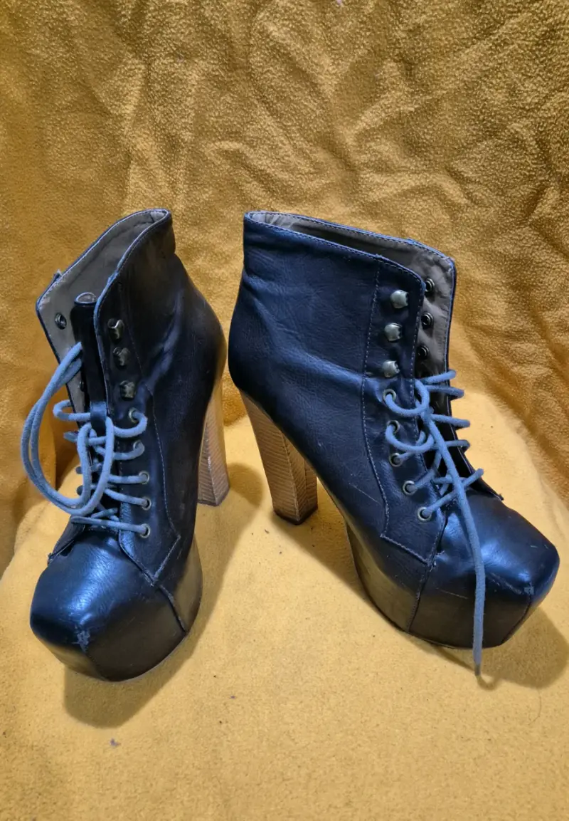 Botines de cuero con plataforma y tacón alto - 4