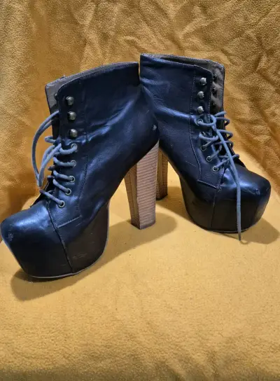 Botines de cuero con plataforma y tacón alto - miniatura 5