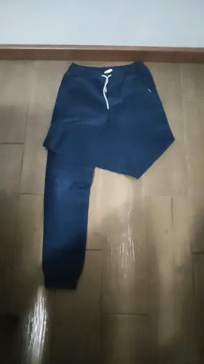 Pantalones de cotele azul marino con cordón - miniatura 1