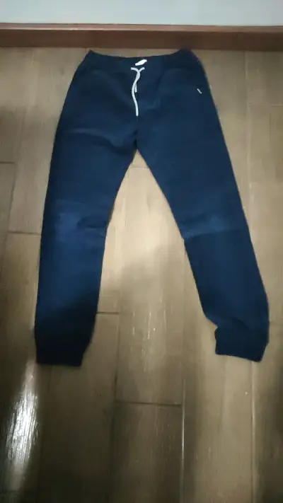 Pantalones de cotele azul marino con cordón - miniatura 2