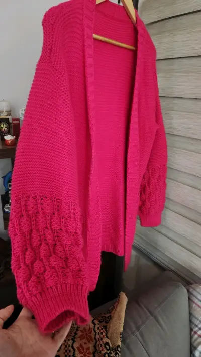 Cardigan tejido fucsia talla única - miniatura 1