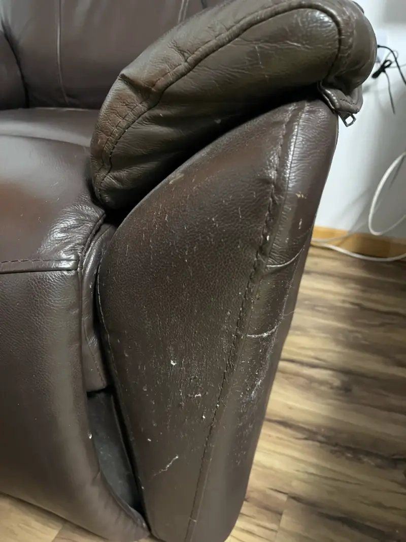 Sillón bergere reclinable de cuero marrón eléctric - 3